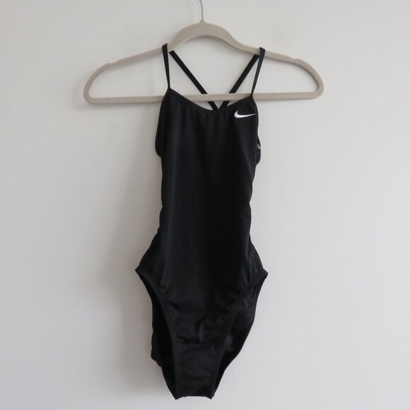 NIKE HYDRASTRONG Solid Racer Women's Athletic Swimsuit in Black - Size 0 NWT - Picture 2 of 12
